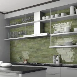 Concept Mosaïque carrelage imitation zellige 6x24.6 cm sage green- Faïence Unie|Faïence Pour Wc