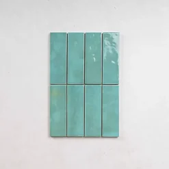 Les Carreaux De Jean Faïence Pour Pièce À Vivre|Faïence Pour Cuisine<Carrelage intérieur Effet Zellige Turquoise BEJMAT 5x15 Lake - Les Carreaux de Jean