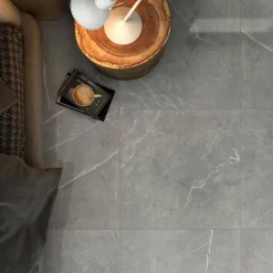 GoodHome Carrelage Mural Pour Pièce À Vivre|Carrelage Mural Effet Marbre<Carrelage intérieur sol et mur gris foncé effet marbre brillant L.59.5 x l.59.5 cm x ép.9 mm, Ultimate Marble