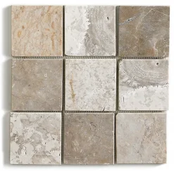 Pegane Carrelage mosaïque / Plaque de mosaïque mur et sol en marbre naturel coloris blanc mat - 30 x 30 cm- Mosaïque Pour Salle De Bains