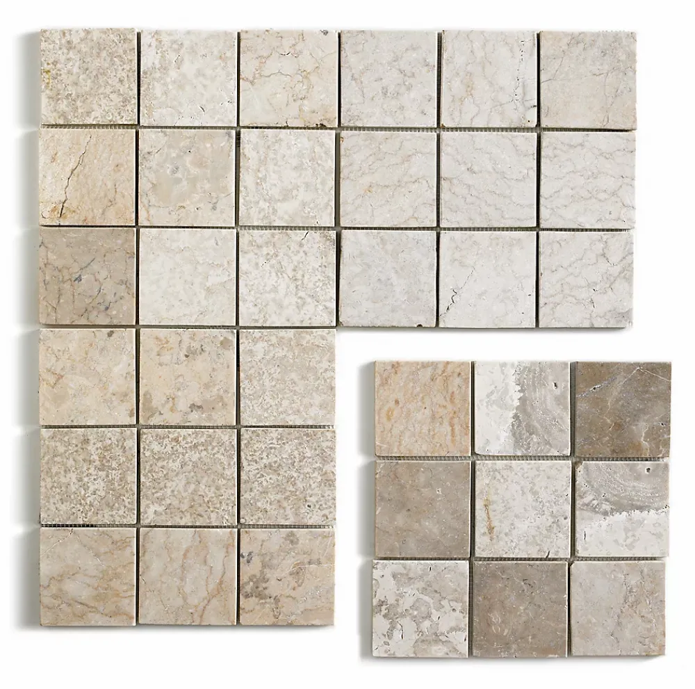 Pegane Carrelage mosaïque / Plaque de mosaïque mur et sol en marbre naturel coloris blanc mat - 30 x 30 cm- Mosaïque Pour Salle De Bains