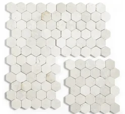 Pegane Carrelage mosaïque / Plaque de mosaïque mur et sol en marbre naturel coloris blanc - 33 x 33 cm- Mosaïque Pour Pièce À Vivre|Mosaïque