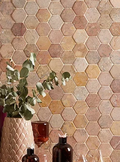 Pegane Mosaïque Pour Pièce À Vivre|Mosaïque<Carrelage mosaïque / Plaque de mosaïque mur et sol en marbre naturel coloris rose - 33 x 33 cm
