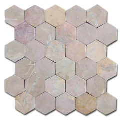 Pegane Mosaïque Pour Pièce À Vivre|Mosaïque<Carrelage mosaïque / Plaque de mosaïque mur et sol en marbre naturel coloris rose - 33 x 33 cm