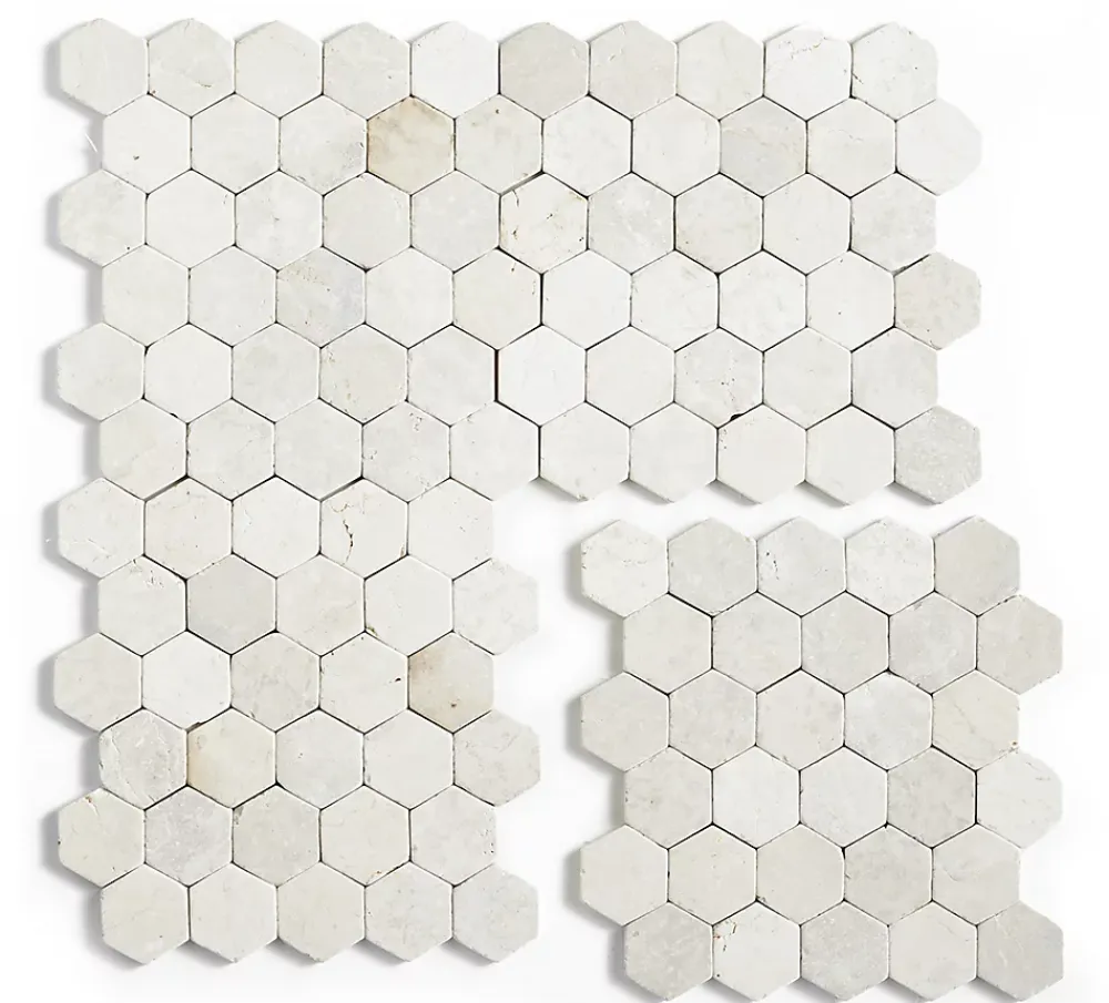 Pegane Carrelage mosaïque (Boite de 1m²) /Plaque de mosaïque mur et sol en marbre naturel coloris blanc - 33 x 33 cm- Mosaïque Pour Pièce À Vivre|Mosaïque Pour Salle De Bains