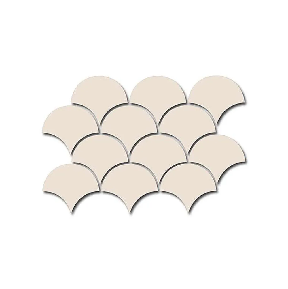 Aelle Carrelage Carrelage Mural Uni|Carrelage Mural Pour Cuisine<Carrelage mur écaillon de poisson uni beige brillant 10,6x12 cm SCALE FAN CREAM