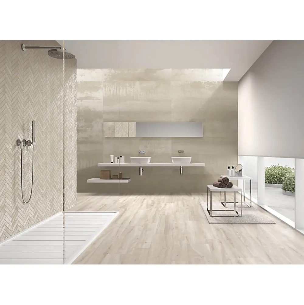 Aelle Carrelage Carrelage mur effet métal beige 30x120 cm IONIC SAND- Carrelage Sol Effet Métal
