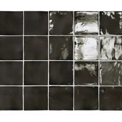 Aelle Carrelage Carrelage mur effet zellige noir 10x10 cm MANACOR BLACK- Carrelage Mural Uni|Carrelage Mural Pour Wc
