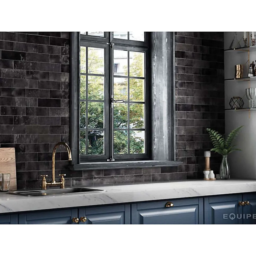 Aelle Carrelage Carrelage Mural Uni|Carrelage Mural Pour Cuisine<Carrelage mur effet zellige bejmat gris anthracite 6,5x20 cm ARTISAN GRAPHITE