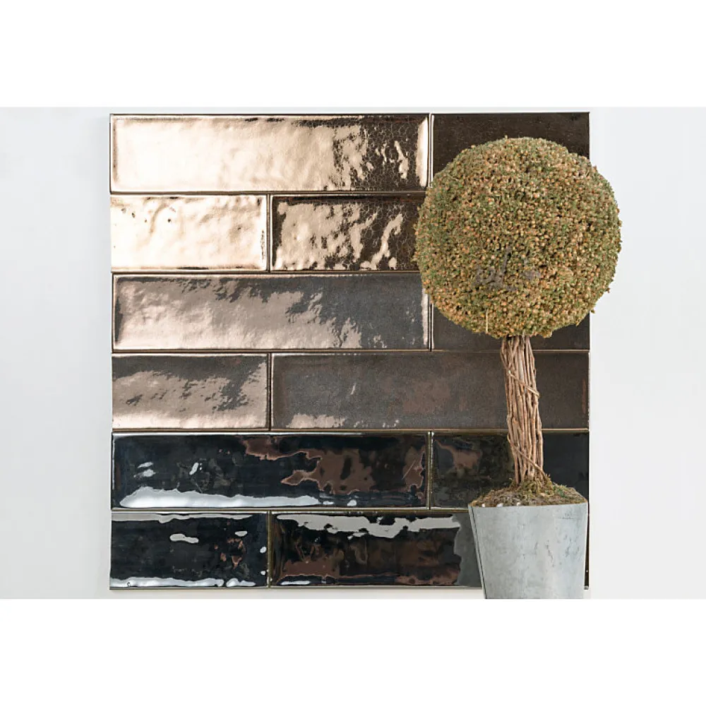 Aelle Carrelage Carrelage mur effet zellige bronze 6,5x26,6 cm CROMIA26 BRONZO- Carrelage Mural Uni