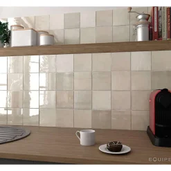 Aelle Carrelage Carrelage mur effet zellige bejmat beige 13,2x13,2 cm ARTISAN OCHRE- Carrelage Mural Uni