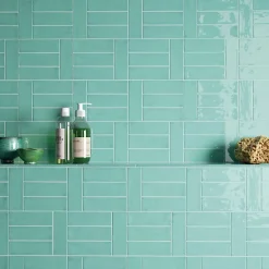 Aelle Carrelage Carrelage Sol Pour Salle De Bains<Carrelage mur effet zellige bejmat marocain 5X15 cm turquoise brillant FANGO AQUAMARINE