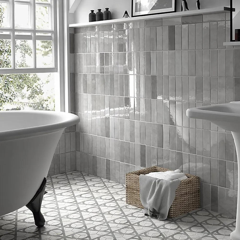 Aelle Carrelage Carrelage mur effet zellige bejmat gris 6,5x20 cm ARTISAN ALABASTER- Carrelage Mural Uni|Carrelage Mural Pour Wc