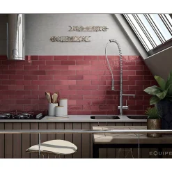 Aelle Carrelage Carrelage mur effet zellige bejmat rouge 6,5x20 cm ARTISAN BURGUNDY- Carrelage Mural Uni