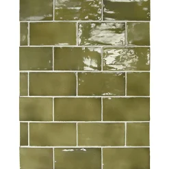 Aelle Carrelage Carrelage mur effet zellige vert 7,5x15 cm MANACOR BASIL GREEN- Carrelage Mural Uni