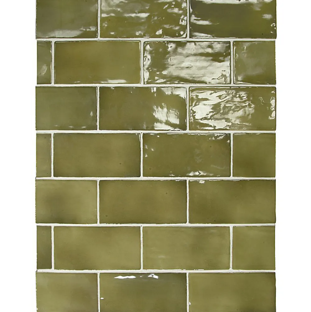 Aelle Carrelage Carrelage mur effet zellige vert 7,5x15 cm MANACOR BASIL GREEN- Carrelage Mural Uni
