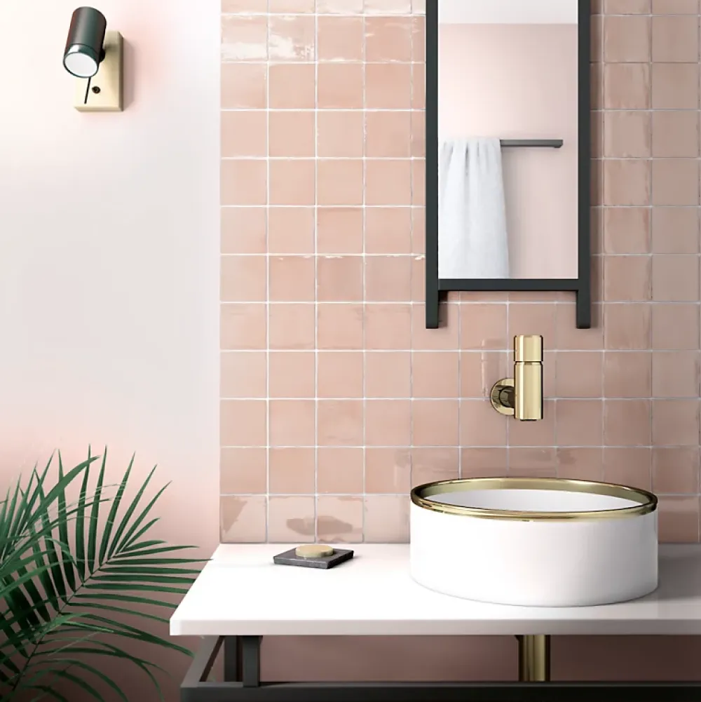 Aelle Carrelage Carrelage mur effet zellige rose 10x10 cm MANACOR BLUSH PINK- Carrelage Mural Uni|Carrelage Mural Pour Cuisine