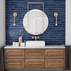 Aelle Carrelage Carrelage Mural Uni|Carrelage Mural Pour Wc<Carrelage mur effet zellige bleu 6,5x40 cm MANACOR OCEAN BLUE