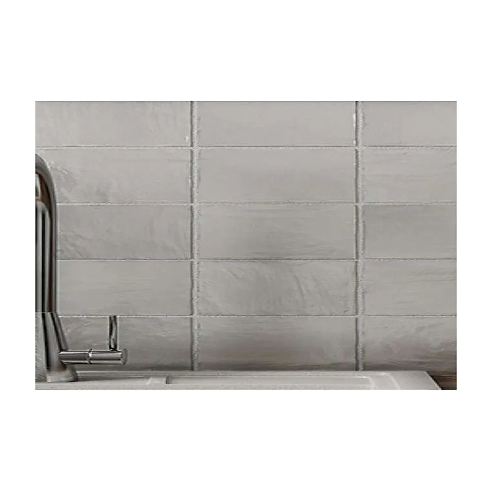 Aelle Carrelage Carrelage mur effet zellige bejmat satiné gris claire 6,5x20 cm MALLORCA GREY- Carrelage Mural Uni|Carrelage Mural Pour Douche