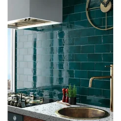 Aelle Carrelage Carrelage mur effet zellige bleu turquoise 7,5x15 cm MANACOR GLACIER- Carrelage Mural Uni|Carrelage Mural Pour Douche