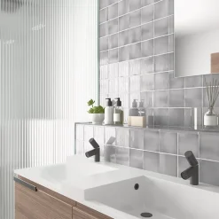 Aelle Carrelage Carrelage Mural Uni|Carrelage Mural Pour Wc<Carrelage mur effet zellige gris 10x10 cm MANACOR MERCURY GREY