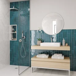 Aelle Carrelage Carrelage mur effet zellige bleu turquoise 6,5x40 cm MANACOR GLACIER- Carrelage Mural Uni|Carrelage Mural Pour Cuisine