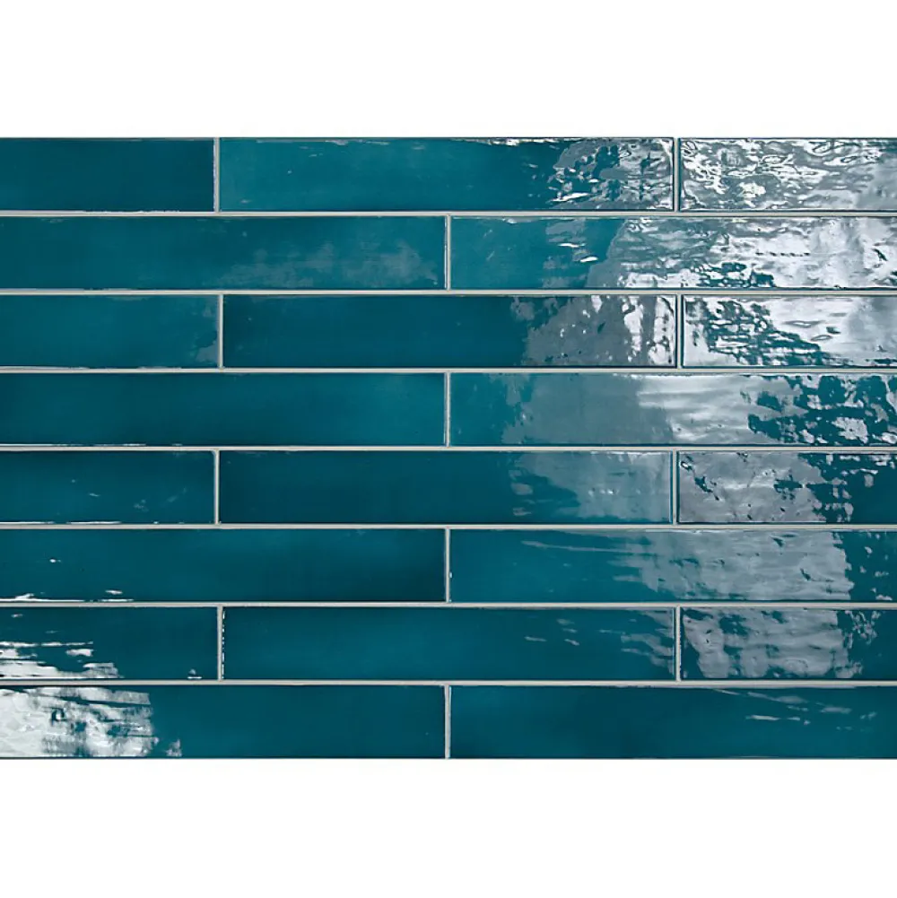 Aelle Carrelage Carrelage mur effet zellige bleu turquoise 6,5x40 cm MANACOR GLACIER- Carrelage Mural Uni|Carrelage Mural Pour Cuisine