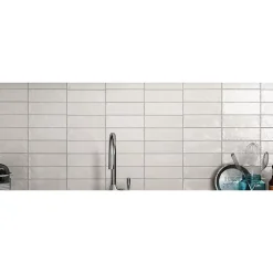 Aelle Carrelage Carrelage mur effet zellige bejmat satiné blanc 6,5x20 cm MALLORCA WHITE- Carrelage Mural Uni|Carrelage Mural Pour Cuisine