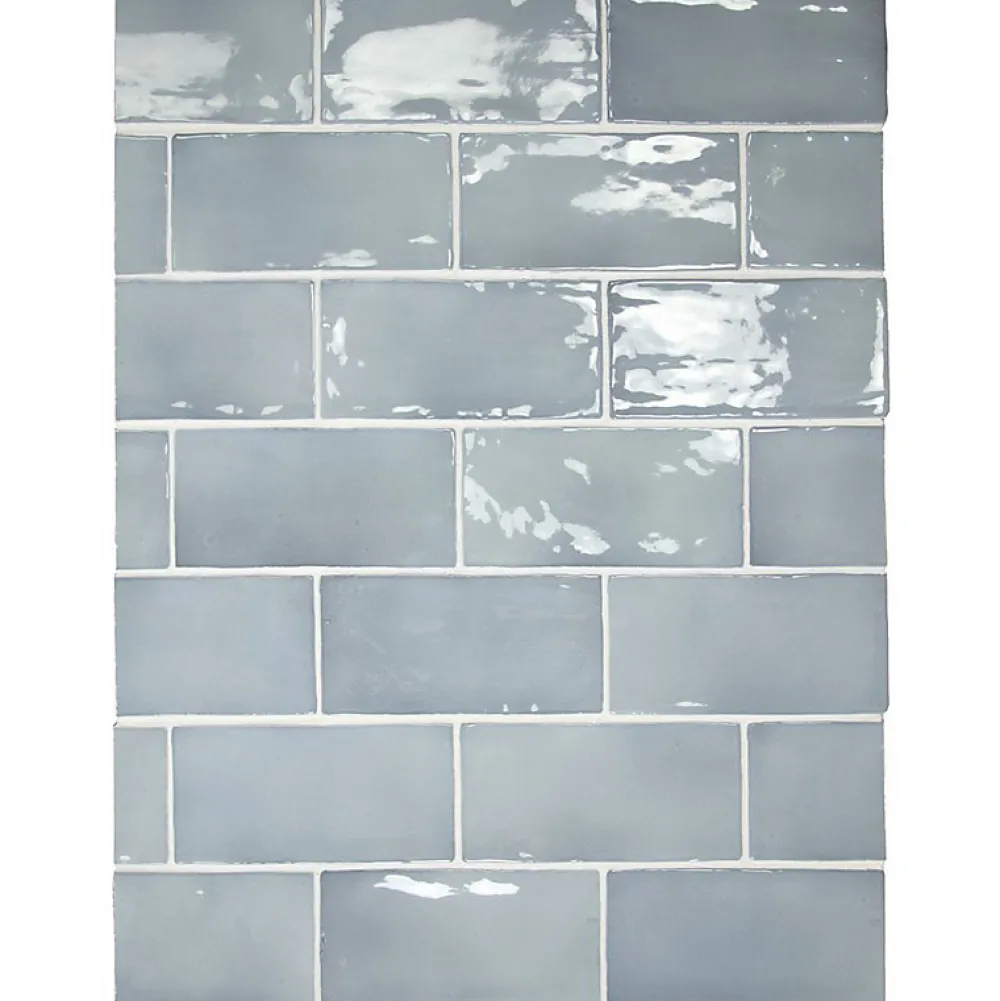 Aelle Carrelage Carrelage Mural Uni|Carrelage Mural Pour Cuisine<Carrelage mur effet zellige bleu 7,5x15 cm MANACOR BLUE MOON