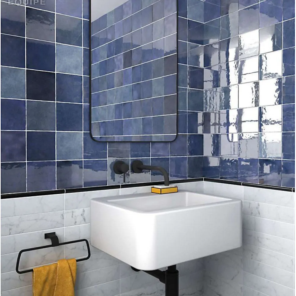 Aelle Carrelage Carrelage Mural Uni|Carrelage Mural Pour Cuisine<Carrelage mur effet zellige bejmat bleu 13,2x13,2 cm ARTISAN COLONIAL BLUE