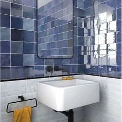 Aelle Carrelage Carrelage Mural Uni|Carrelage Mural Pour Cuisine<Carrelage mur effet zellige bejmat bleu 13,2x13,2 cm ARTISAN COLONIAL BLUE