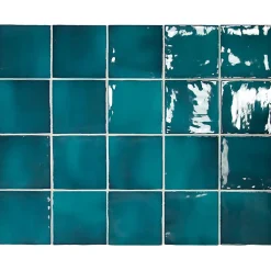 Aelle Carrelage Carrelage Mural Uni<Carrelage mur effet zellige bleu turquoise 10x10 cm MANACOR GLACIER