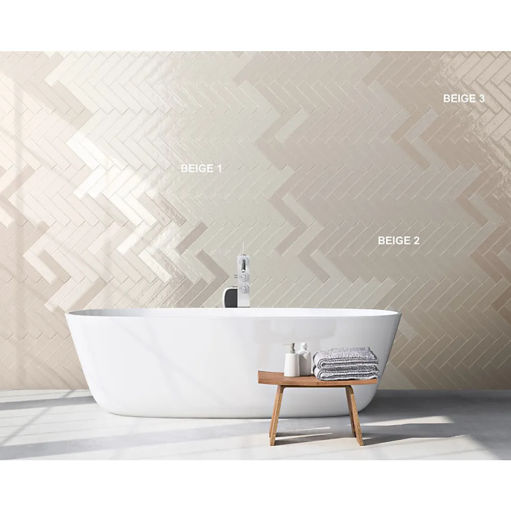 Aelle Carrelage Carrelage mur effet zellige beige 6,5x26,6 cm CROMIA26 BEIGE 3- Carrelage Mural Uni|Carrelage Mural Pour Cuisine
