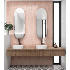 Aelle Carrelage Carrelage Mural Uni|Carrelage Mural Pour Cuisine<Carrelage mur effet zellige rose 6,5x40 cm MANACOR BLUSH PINK