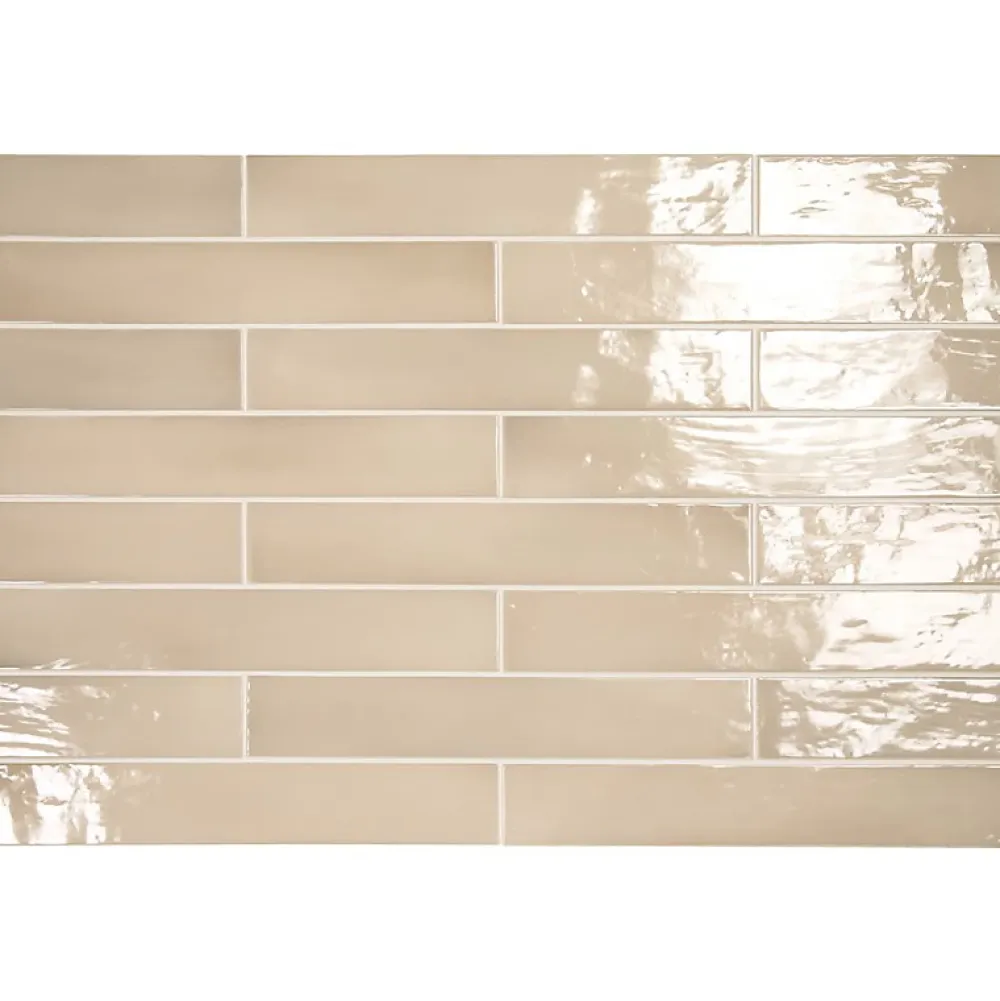 Aelle Carrelage Carrelage mur effet zellige beige 6,5x40 cm MANACOR BEIGE ARGILE- Carrelage Mural Uni|Carrelage Mural Pour Cuisine