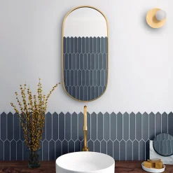 Aelle Carrelage Faïence Pour Douche|Faïence Pour Cuisine<Carrelage mur faience forme navette 5x25 cm mate LANSE NAVY