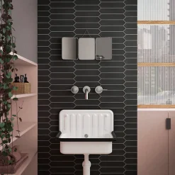 Aelle Carrelage Carrelage mur faience forme navette 5x25 cm mate LANSE BLACK- Faïence Pour Salle De Bains|Faïence Unie