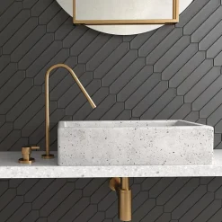 Aelle Carrelage Carrelage mur faience forme navette 5x25 cm mate LANSE BLACK- Faïence Pour Salle De Bains|Faïence Unie
