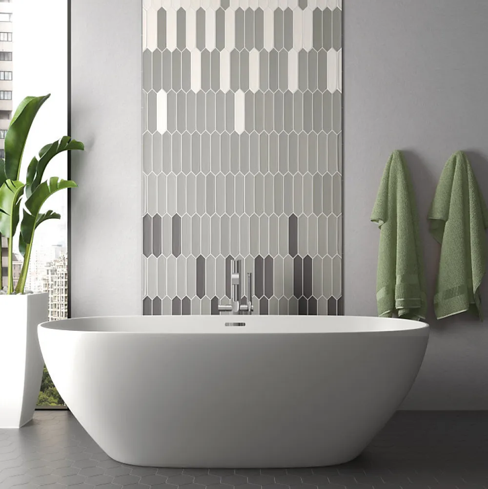 Aelle Carrelage Carrelage mur faience forme navette 5x25 cm mate LANSE BLACK- Faïence Pour Salle De Bains|Faïence Unie