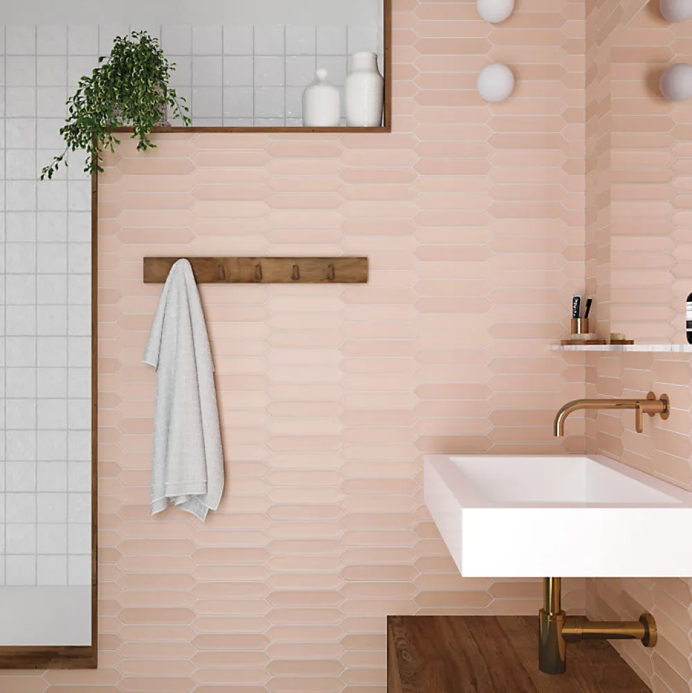 Aelle Carrelage Faïence Unie|Faïence Pour Salle De Bains<Carrelage mur faience forme navette 5x25 cm mate LANSE ROSE