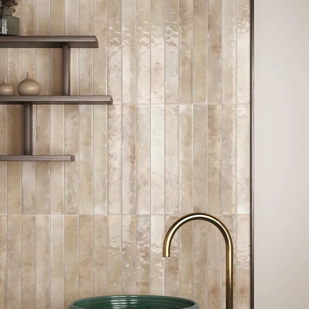 Lux Mosaic Faïence Pour Cuisine<Carrelage Mur Intérieur Format allongé Beige Brillant. Bali Almond 5x40 cm