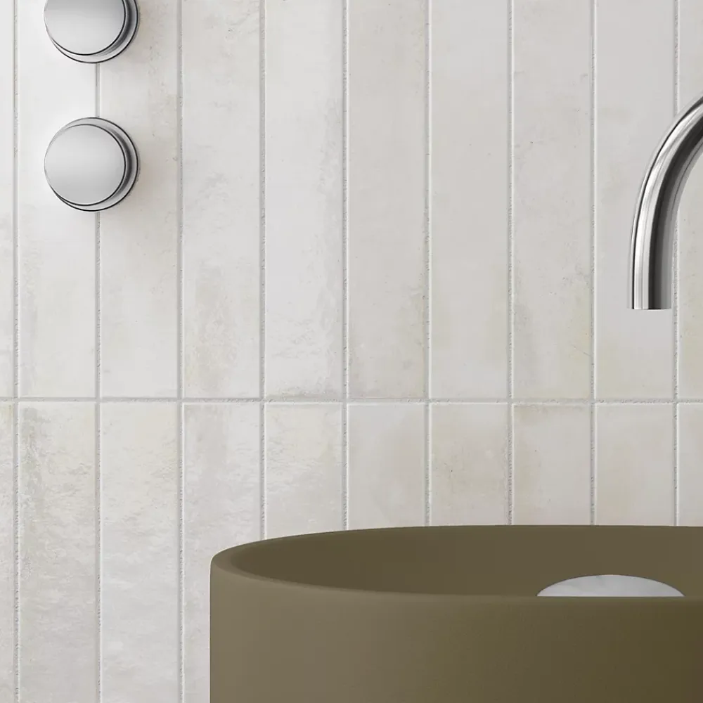 Lux Mosaic Carrelage Mur Intérieur Format allongé Blanc Brillant. Bali White 5x40 cm- Faïence Pour Salle De Bains