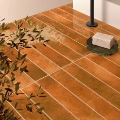 Lux Mosaic Carrelage Mur Intérieur Format allongé Orange Brillant. Bali Ginger 5x40 cm- Faïence Pour Salle De Bains