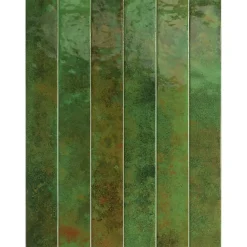 Lux Mosaic Carrelage Mur Intérieur Format allongé Vert Brillant. Bali Green 5x40 cm- Faïence Pour Salle De Bains|Faïence Pour Cuisine