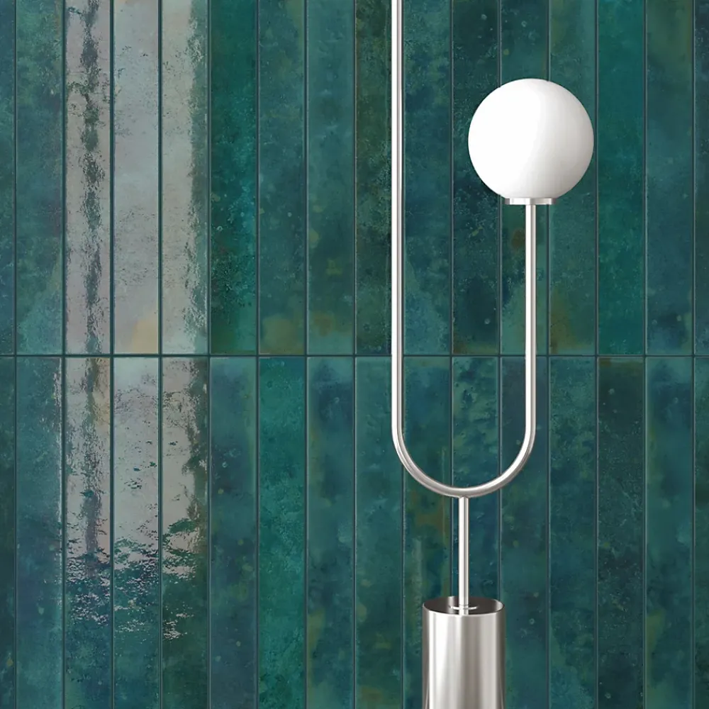 Lux Mosaic Carrelage Mur Intérieur Format allongé Bleu Brillant. Bali Hesper 5x40 cm- Faïence Pour Douche|Faïence Pour Salle De Bains