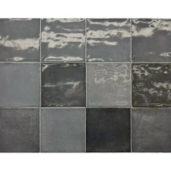 Lux Mosaic Carrelage mur intérieur/exterieur. Grès cérame Zellige Coal Anthracite 12x12 cm x ép 8,3 mm- Faïence Pour Salle De Bains