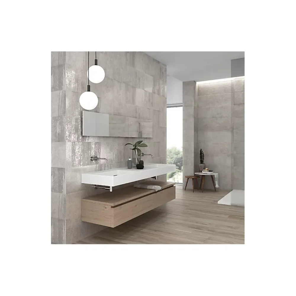 Aelle Carrelage Carrelage Mural Effet Béton|Carrelage Mural Pour Douche<Carrelage mur moderne décor paillette gris 25x75 cm MATERIKA DECOR A&B