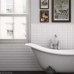 Eiffel art construction Carrelage Mural Uni<Carrelage mur métro parisien relief uni blanc mate 10x20 cm METRO WHITE