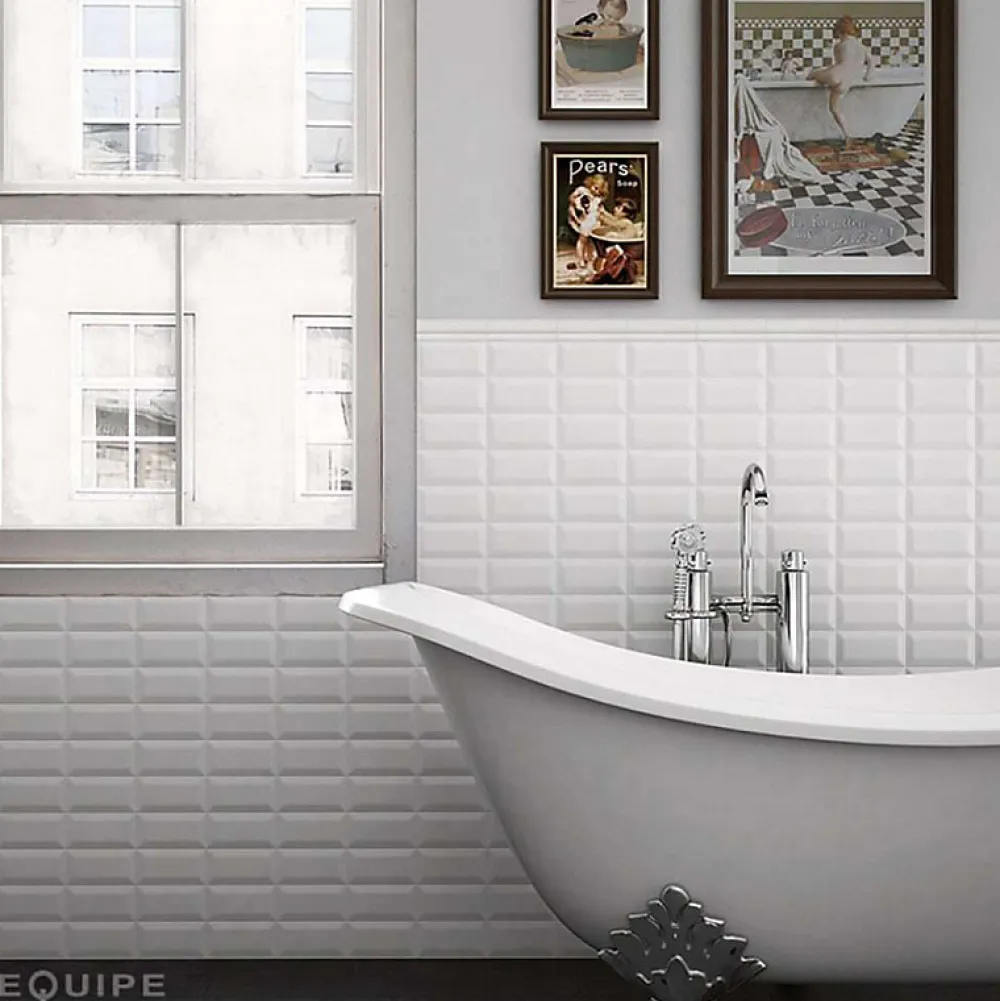 Eiffel art construction Carrelage Mural Uni<Carrelage mur métro parisien relief uni blanc mate 10x20 cm METRO WHITE