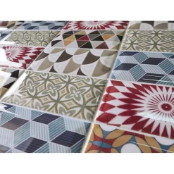 Aelle Carrelage Carrelage mur métro patchwork coloré 7,5x15 cm METRO PATCHWORK- Carrelage Mural Effet Carreaux De Ciment